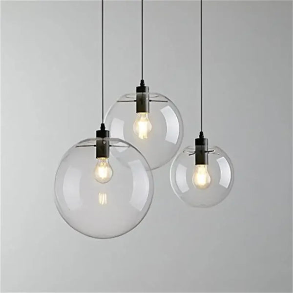 Axyaa Nordic Glass Ball Pendant Lights - Modern Clear Glass Hanging Lamp