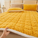 Axyaa Warm Coral Fleece Mattress Pad - Double Bed Solid Color Winter Blanket