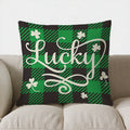 Axyaa Lucky Green Plaid Shamrock Throw Pillow Cover
