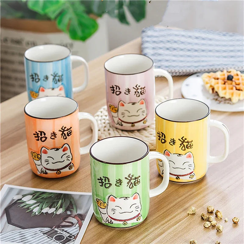 Axya Lucky Cat Ceramic Mug 400ML - Home Office Drinkware Tea Cup