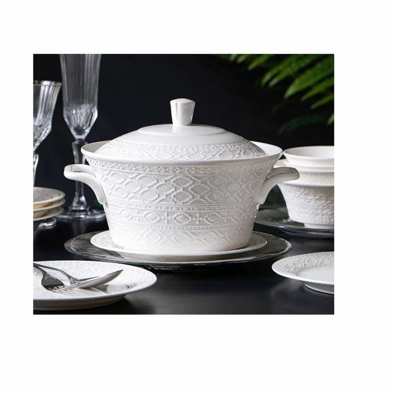 Axya White Bone Dinnerware Set - 60-Piece European Style Tableware & Spoon Chopsticks