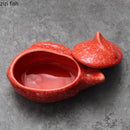 Axyaa Red Ceramic Dessert Bowl Set - Retro Molecular Cuisine Tableware for Snacks, Appetizers