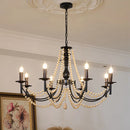 Axyaa Wooden Bead Pendant Light for Retro American Living Room, Hotel Corridor, and Bedroom