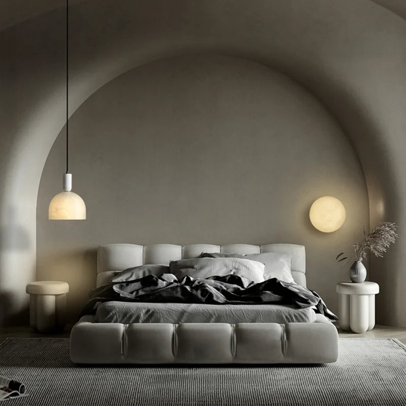 Luxury Marble Copper Wall Lamp by Axya - Modern Round Shape LED Lights