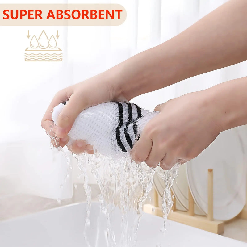 Axyaa Striped Cotton Waffle Kitchen Towels Set