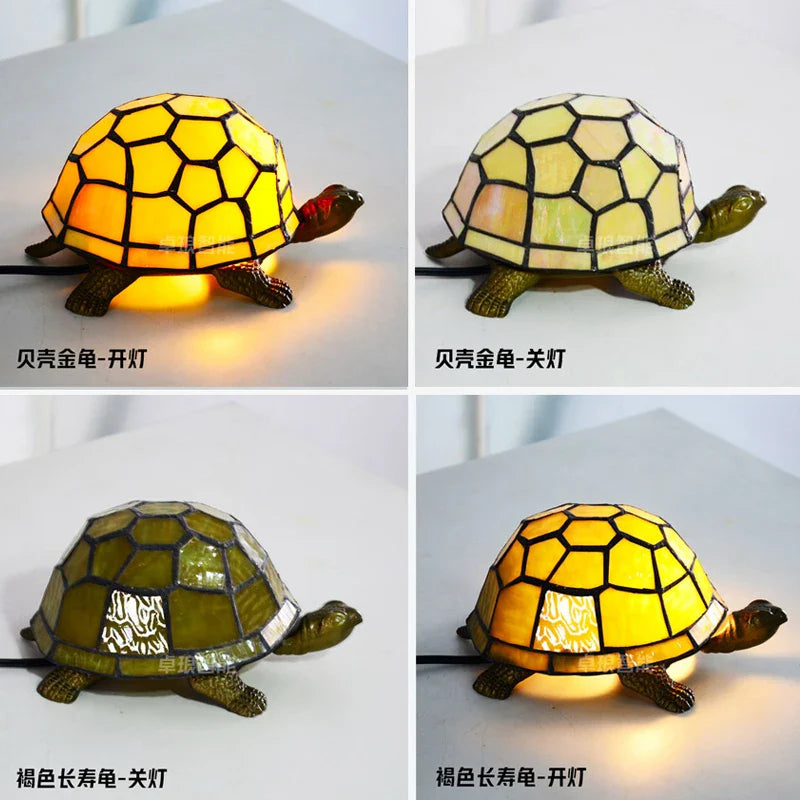 Tiffany Glass Turtle Night Light Lamp for Kids Room Desk Decor Axyaa Brand