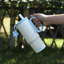 Axyaa 750ml Stainless Steel Vacuum Bottle with Straw Handle - Cute Large Thermos for Office, Travel
