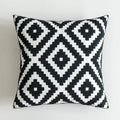 Axyaa Black White Embroidered Cotton Cushion Cover 45x45cm Square for Sofa Bed