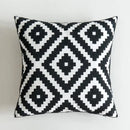 Axyaa Black White Embroidered Cotton Cushion Cover 45x45cm Square for Sofa Bed