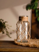 Rustic Glass Vase with Hemp Rope, Table Decor, Axyaa Transparent Living Room Decoration