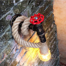 Axyaa Retro Water Pipe Wall Lamp Vintage Hemp Rope Sconce Industrial Lighting
