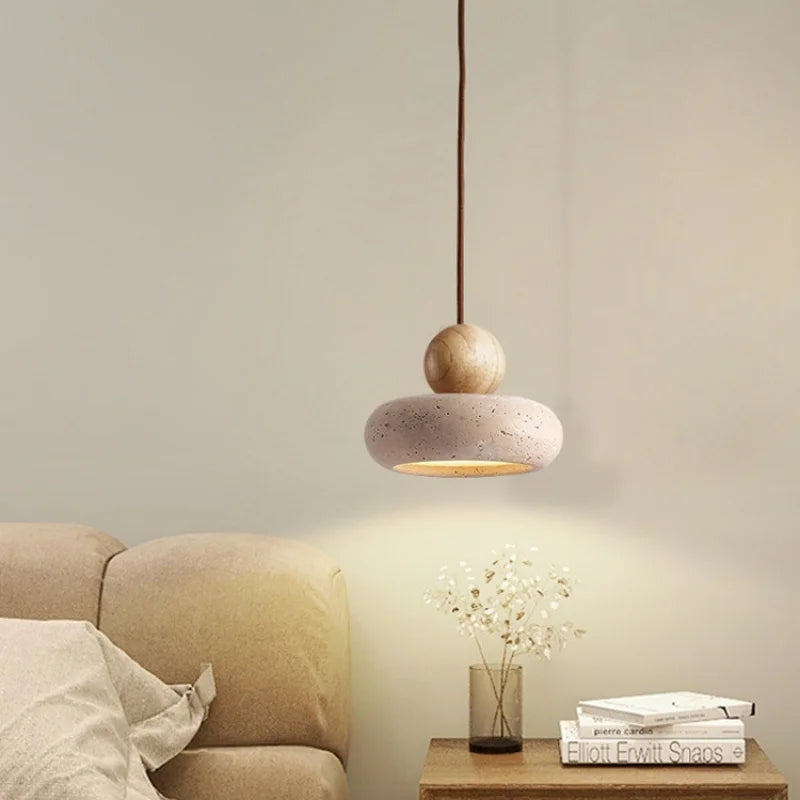Axyaa Yellow Travertine LED Pendant Lights for Modern Living Spaces