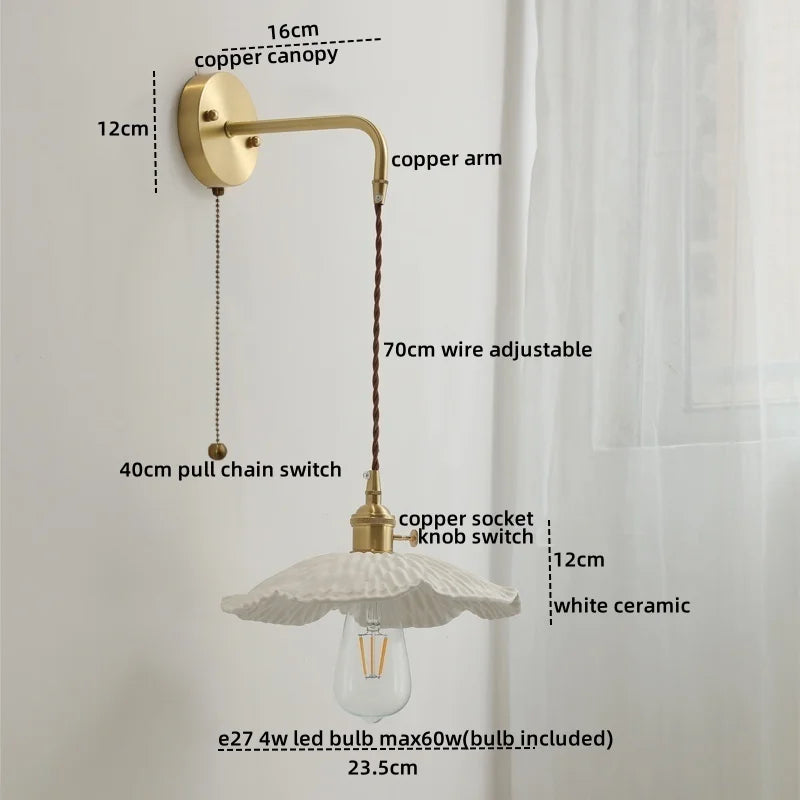 Axyaa Ceramic Copper LED Wall Lamp Sconce - Nordic Stair Light Fixture