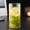 Axyaa Ribbed Vertical Striped Glass Tumbler Cup, 300ml Heat Resistant for Various Drinks