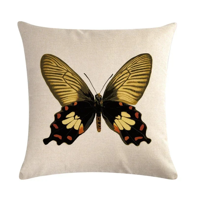 Axyaa Butterflies Linen Cushion Cover 45*45cm for Home Sofa Decor