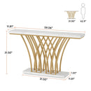 Golden Grid Metal Base Console Table by Axyaa - 59 inch Modern Entryway Furniture