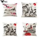Axyaa New Chinese Style Linen Pillowcase - Ink Landscape Digital Printing