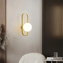 Axyaa Glass Shade Iron Gold Wall Lamp for Bedroom - Modern Spherical Design