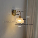 Axyaa LED Glass Wall Sconce with Pull Chain Switch for Modern Luxury Bedroom Lighting