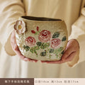 Axyaa Rose Hand-Painted Ceramic Vase for Living Room Decoration and Flower Arrangement