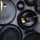 Axya Black Ceramic Tableware Set: Noodle Bowl, Soup Bowl, Salad Bowl, Plate, Steak Plate, Veggie Plate