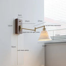 Axyaa Canopy LED Wall Light Pull Chain Switch Walnut Ash Wood Sconce