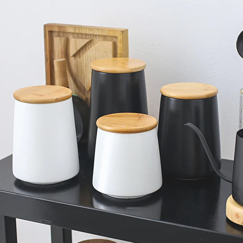 Axya Ceramic Airtight Storage Jar Set in Black and White