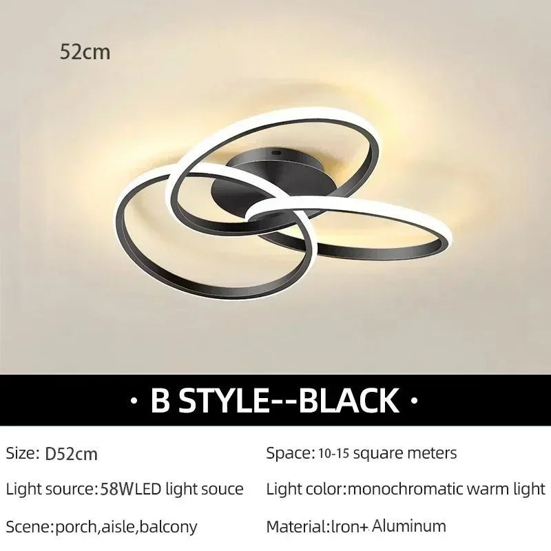 Axyaa Shamrock LED Ceiling Light Black Gold Modern Lamps for Home Decor
