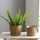Axyaa Straw Wicker Planter Basket Handmade Flower Pot Storage Laundry Basket Yellow Home Decor