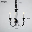 Axyaa Black Iron Crystal Chandelier Candle Lamp for Country Living Room