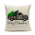 Axyaa Christmas Pickup Trucks Linen Cushion Covers 45x45 for Modern Home Decor