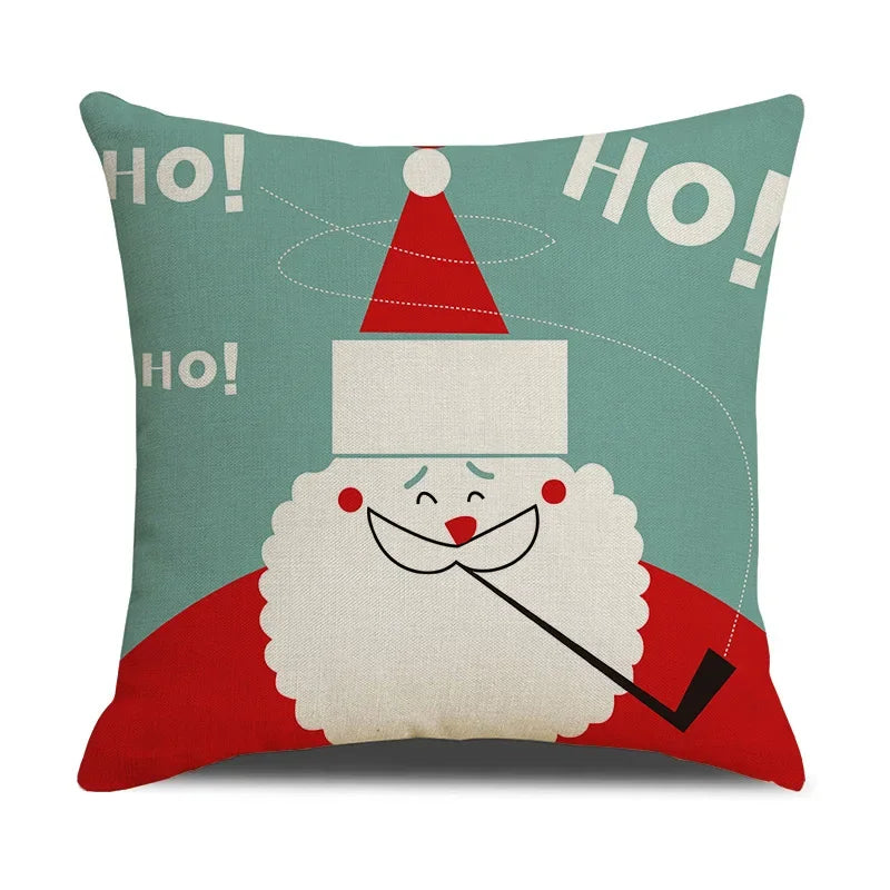 Christmas Cartoon Pillowcase | Deer & Bear Print | Linen Cushion Cover | Axyaa Brand