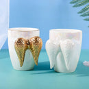 Axyaa Angel Wings Ceramic Mug with Gold Handle - White, 380ml