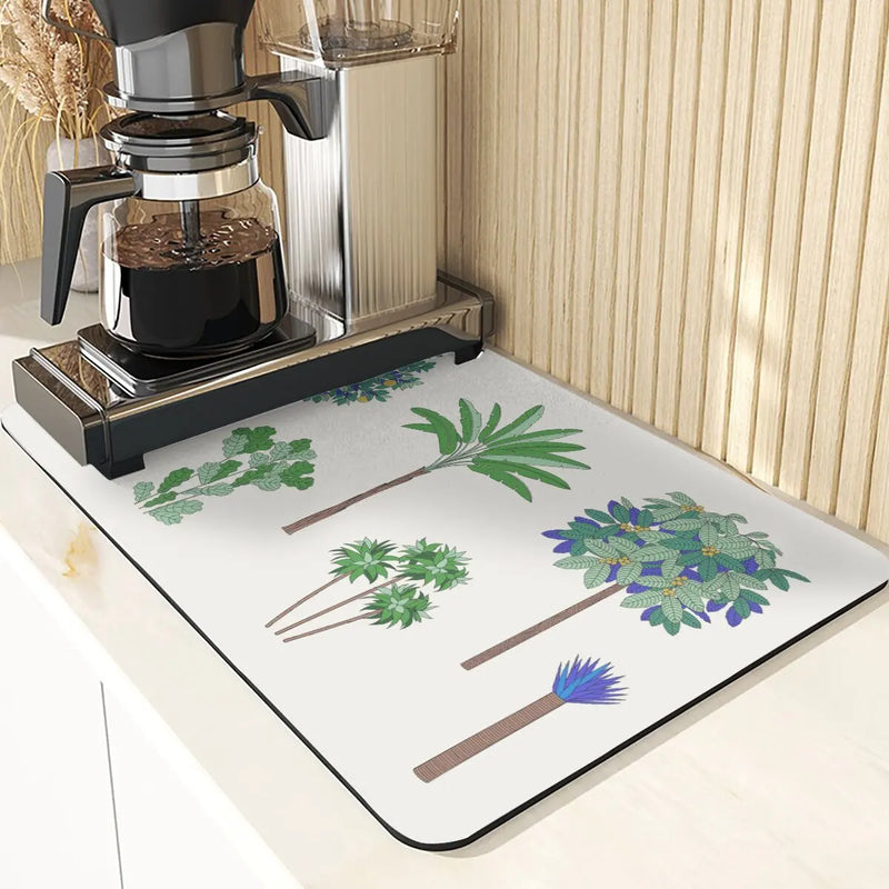 Axyaa Silicone Dish Mat, Flowers Pattern Absorbent Drying Mat for Kitchen Essentials