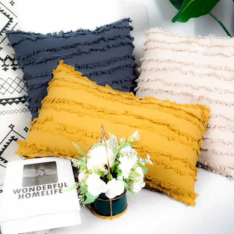Cotton Linen Cushion Cover Set by Axyaa: Soft, Decorative Pillowcase for Living Room Sofa