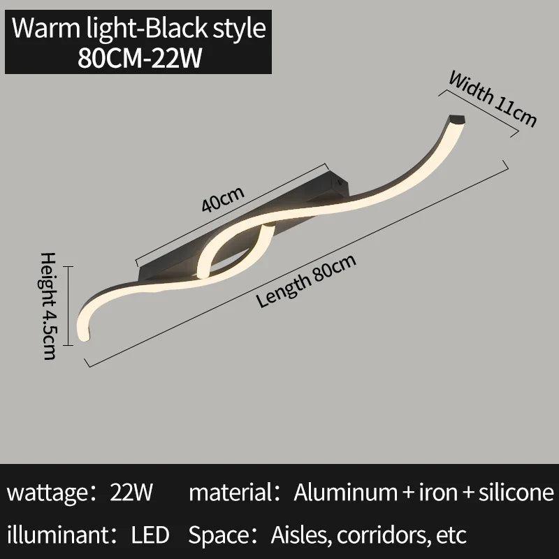 Axyaa Black Aluminum LED Ceiling Light for Modern Minimalist Home Interiors.