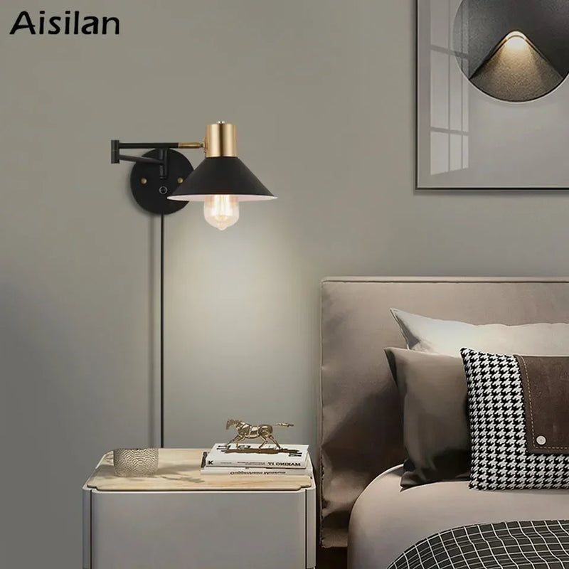 Axyaa Adjustable Plug-in Wall Sconce for Bedside and Study