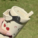 Axyaa 30oz Stainless Steel Insulated Tumbler with Handle and Straw
