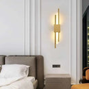 Axyaa Luxe Gold LED Tube Wall Sconce with Marble Accent