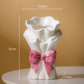 Axyaa Bowknot Bouquet Ceramic Vase: Table Decoration Flowers Arrangement & Room Aesthetic Decor