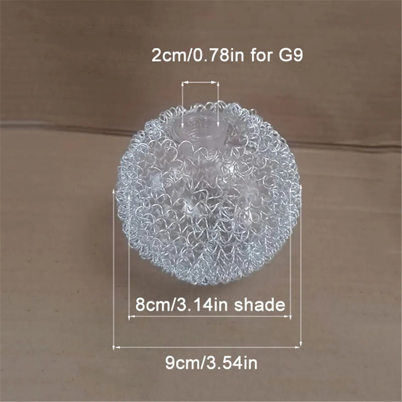 Axyaa Clear Glass G9 Lampshade with Aluminum Wire for 2cm Screw Socket
