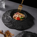 Axyaa Solid Color Rock Texture Ceramic Dessert Soup Salad Plate Set