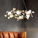 Axyaa Petal Shell Pendant Lights: Romantic Gold Hanging Chandeliers for Home Decor