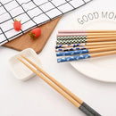 Axyaa Bamboo & Wood Chopsticks Set - Non Slip, Non Moldy, Multi Color