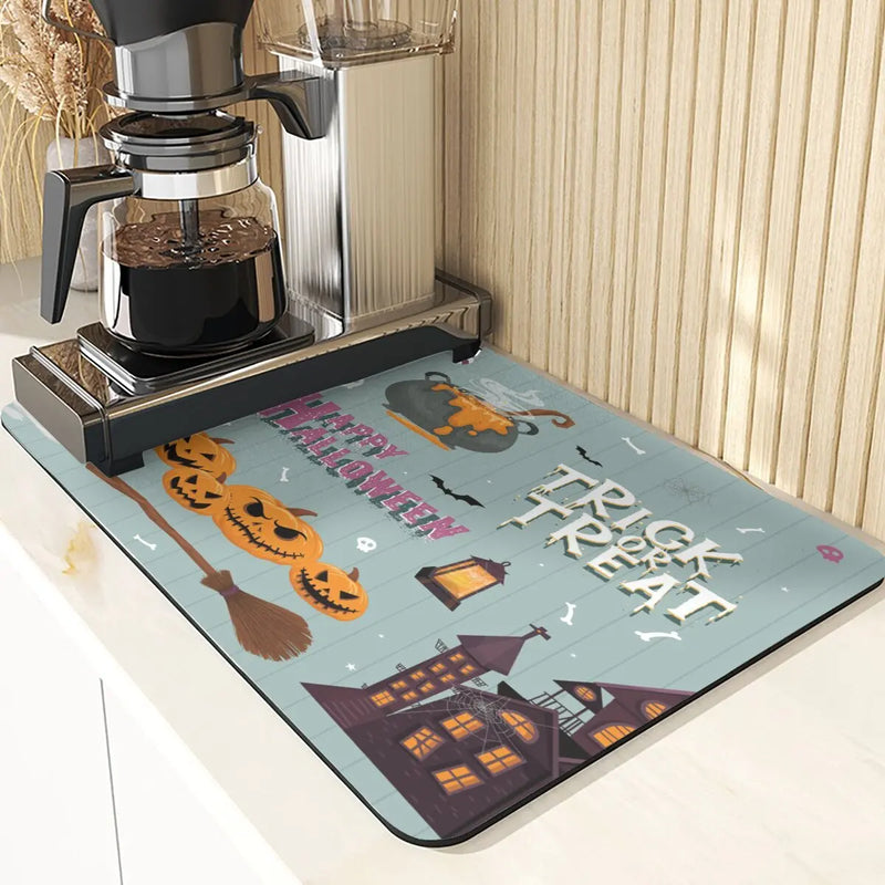 Axyaa Pumpkin Pattern Kitchen Absorbent Drying Mat & Cup Mats