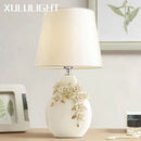Retro Carved Ceramic Table Lamp Axyaa Princess Desk Night Light European Pastoral Decoration