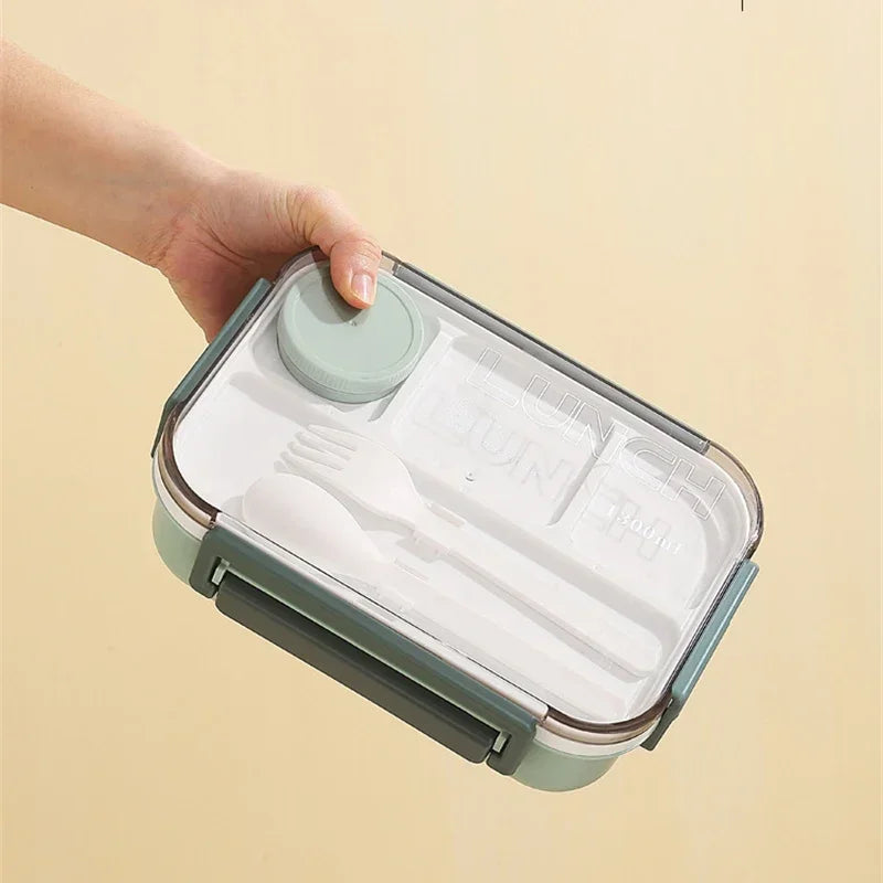 Axyaa 3-Compartment Bento Lunch Box with Fork and Spoon
