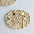 Axyaa Oval Straw Woven Table Mat, Insulation Placemat & Anti-Scalding Mat