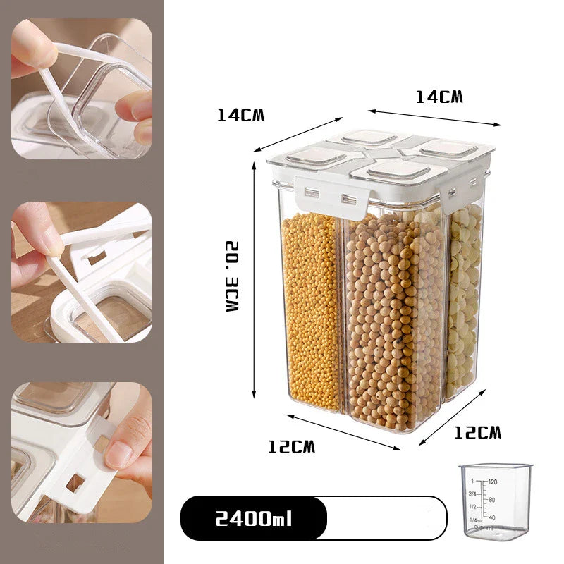 Axyaa Plastic Food Storage Container with Measuring Cup on Organizer Box
