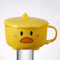 Axyaa Double-layer Stainless Steel Ramen Noodles Bowl With Lid, Cute Kitchen Tableware